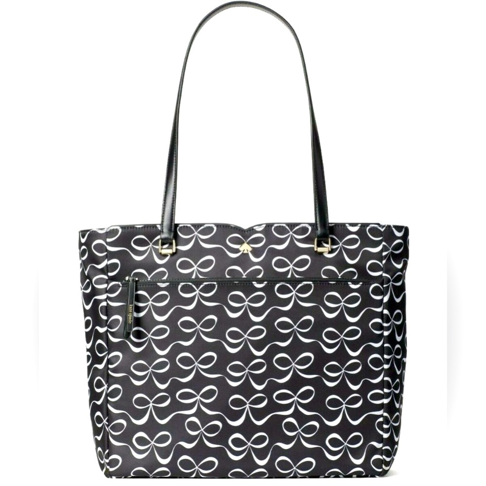 KATE SPADE♠️New York🖤BLACK & WHITE🤍 JAE ELEGANT BOW LARGE TOTE BAG🌟LIKE NEW🌟